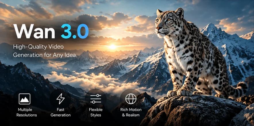 Wan 3.0 — پوستر مفهومی؛ خروجی واقعی مدل نیست